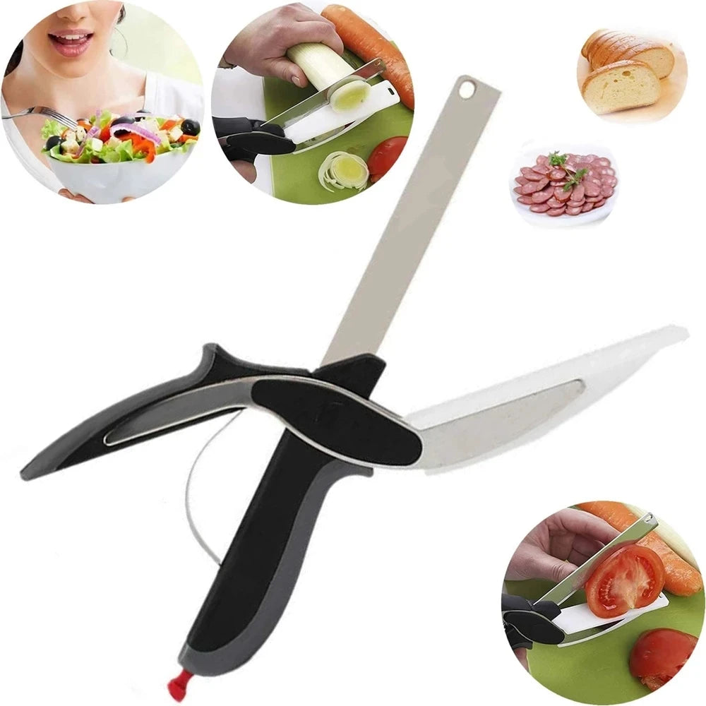 2-in-1 Food Scissors & Cutting Board – Stainless Steel Multi-Purpose Kitchen Tool