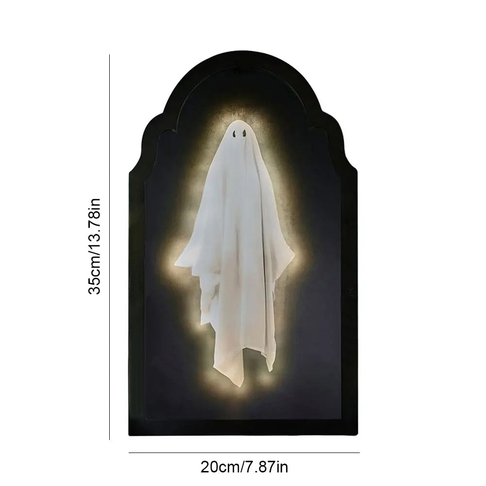 Halloween Ghost Mirror Night Light β Spooky Hologram Home Decor (35/50cm)