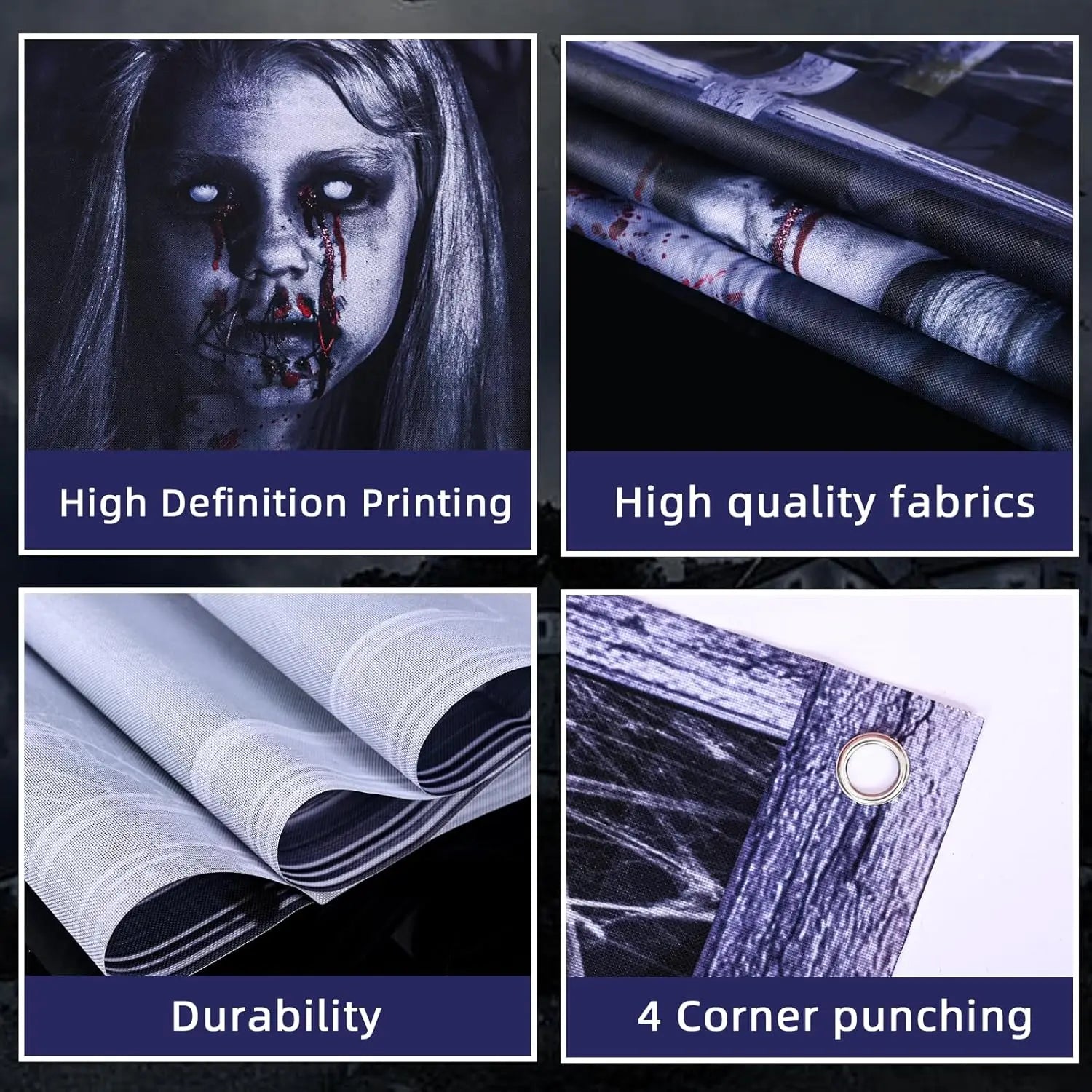 2-Pack Halloween Ghost Curtain Decorations – Spooky Female Ghost Window Covers