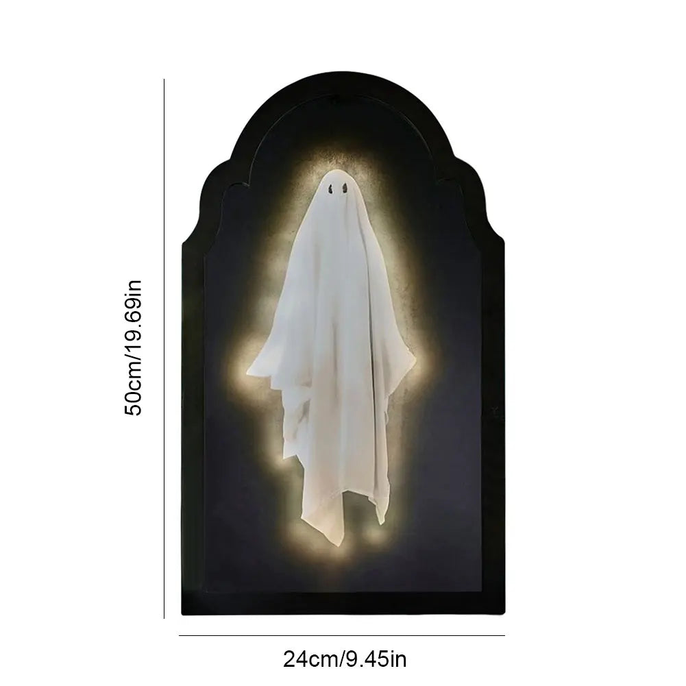 Halloween Ghost Mirror Night Light β Spooky Hologram Home Decor (35/50cm)