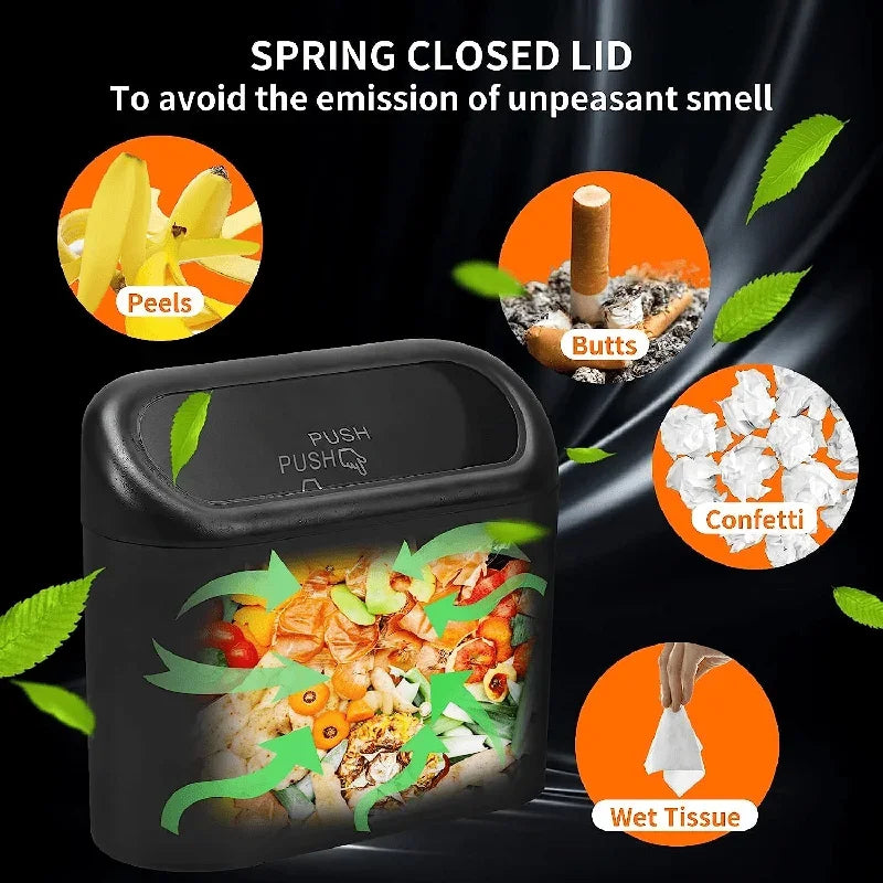 Car Trash Can with Lid – Leak-Proof Mini Trash Bin + 60 Garbage Bags