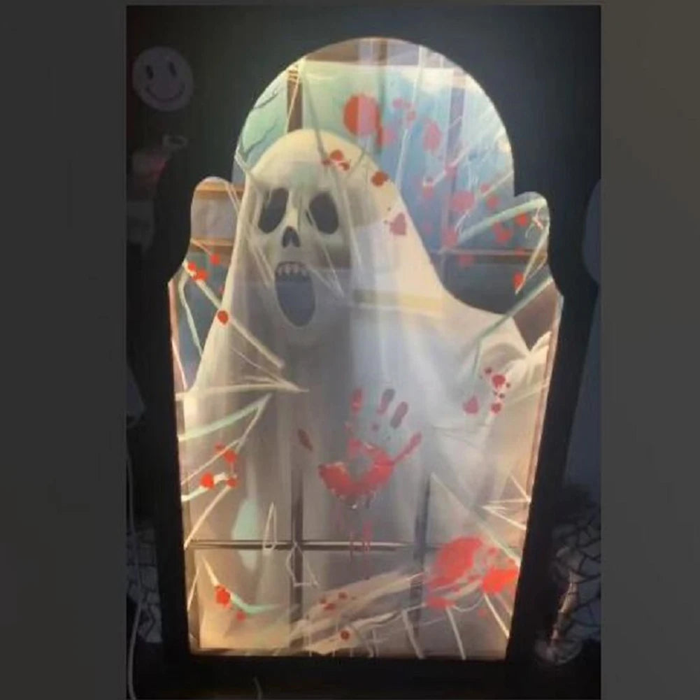 Halloween Ghost Mirror Night Light β Spooky Hologram Home Decor (35/50cm)