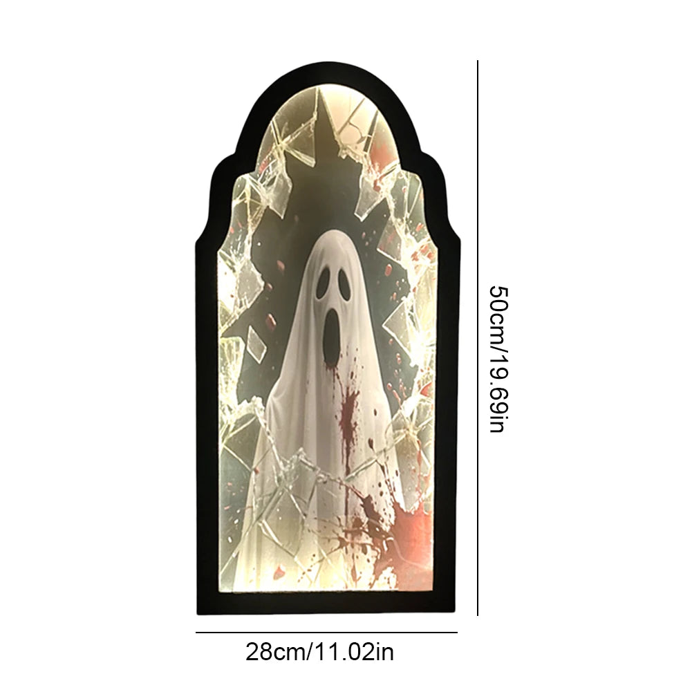 Halloween Ghost Mirror Night Light β Spooky Hologram Home Decor (35/50cm)