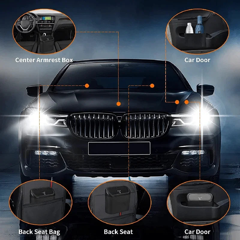 Car Trash Can with Lid – Leak-Proof Mini Trash Bin + 60 Garbage Bags