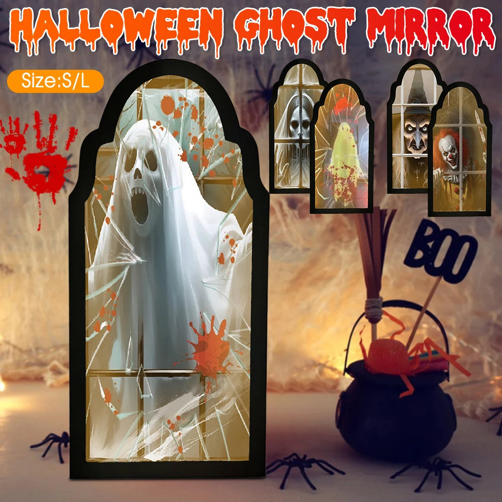 Halloween Ghost Mirror Night Light – Spooky Hologram Home Decor (35/50cm)