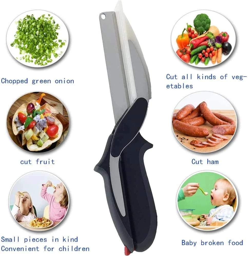 2-in-1 Food Scissors & Cutting Board – Stainless Steel Multi-Purpose Kitchen Tool