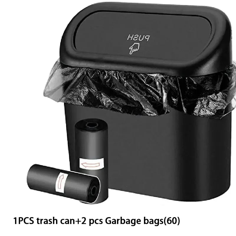 Car Trash Can with Lid – Leak-Proof Mini Trash Bin + 60 Garbage Bags