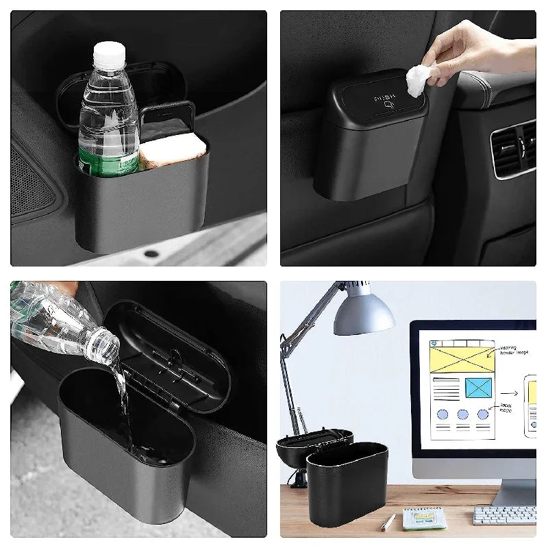 Car Trash Can with Lid – Leak-Proof Mini Trash Bin + 60 Garbage Bags