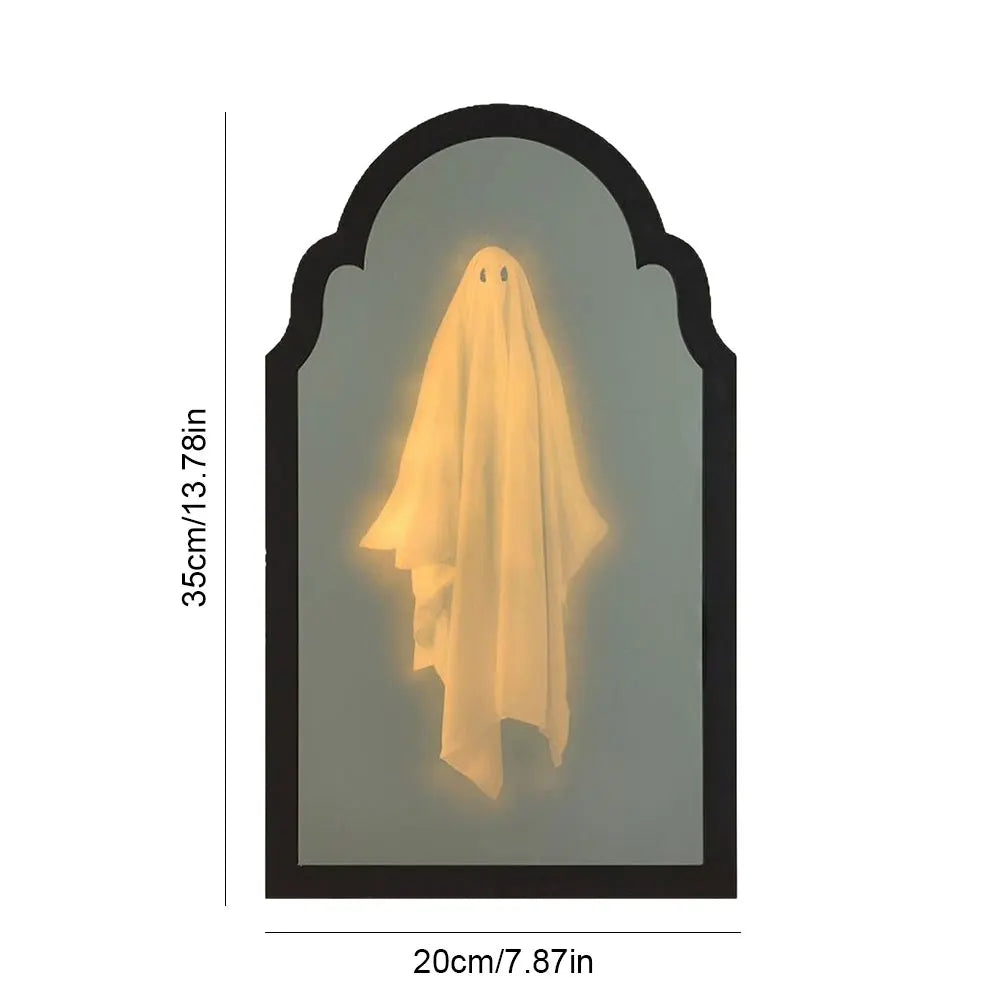 Halloween Ghost Mirror Night Light – Spooky Hologram Home Decor (35/50cm)