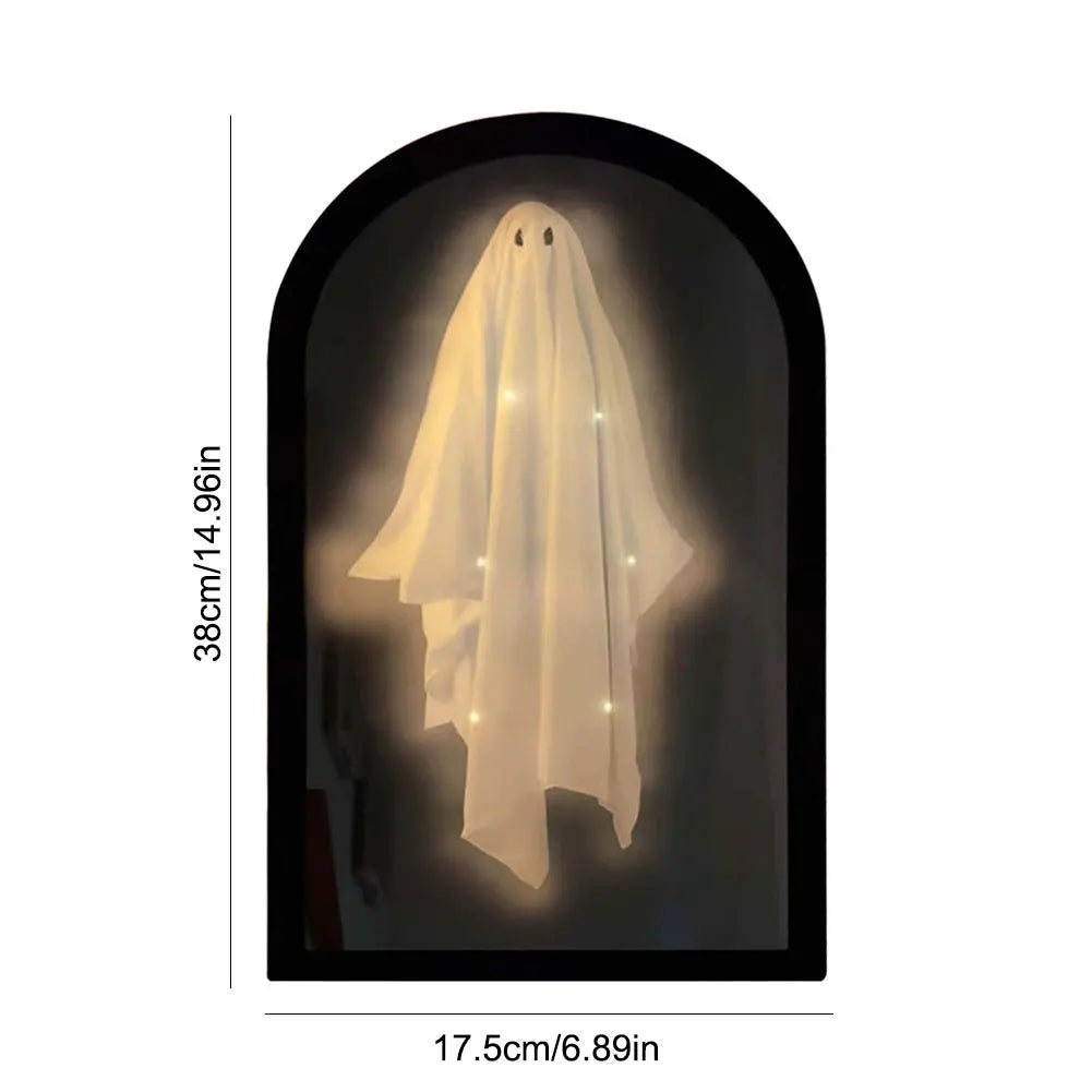 Halloween Ghost Mirror Night Light – Spooky Hologram Home Decor (35/50cm)
