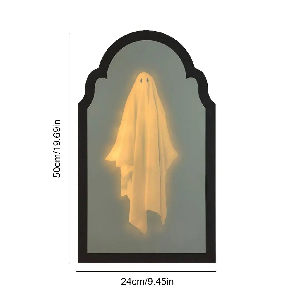 Halloween Ghost Mirror Night Light – Spooky Hologram Home Decor (35/50cm)