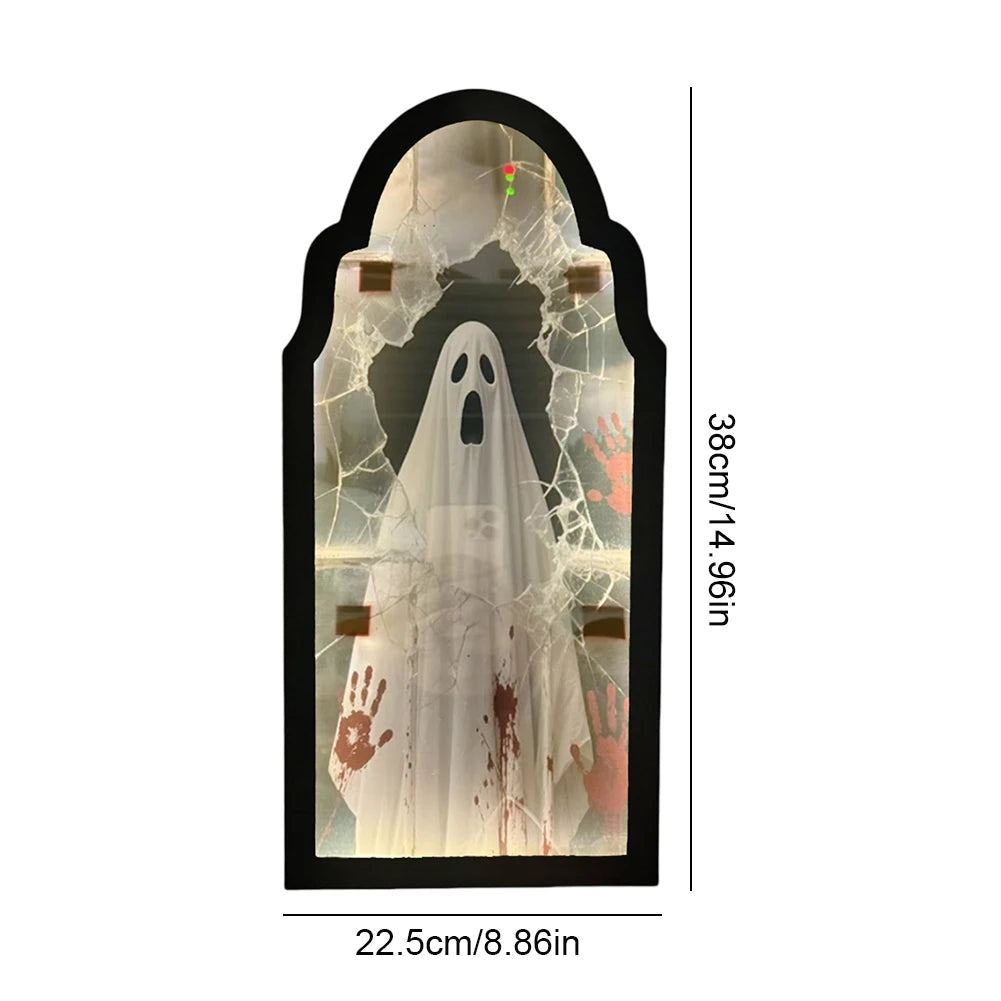 Halloween Ghost Mirror Night Light – Spooky Hologram Home Decor (35/50cm)