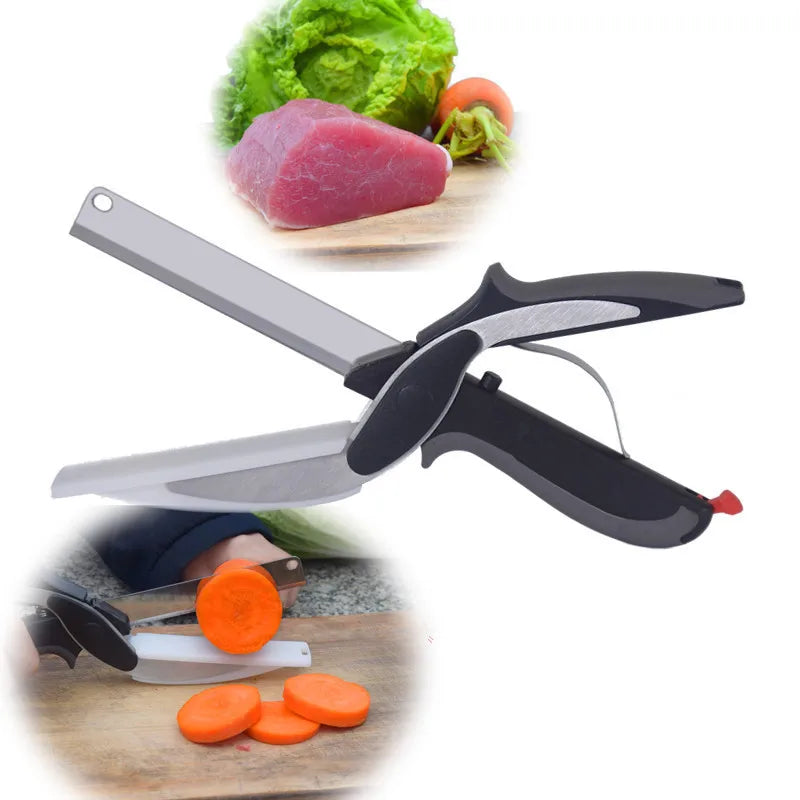 2-in-1 Food Scissors & Cutting Board – Stainless Steel Multi-Purpose Kitchen Tool